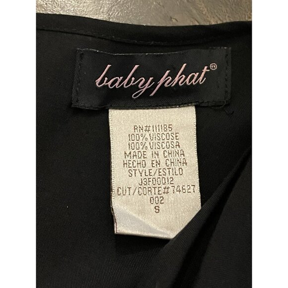 Baby Phat Black Cropped Jumpsuit S Cowl Neck Dolman Sleeve Waist Tie Minimalist - Picture 10 of 11